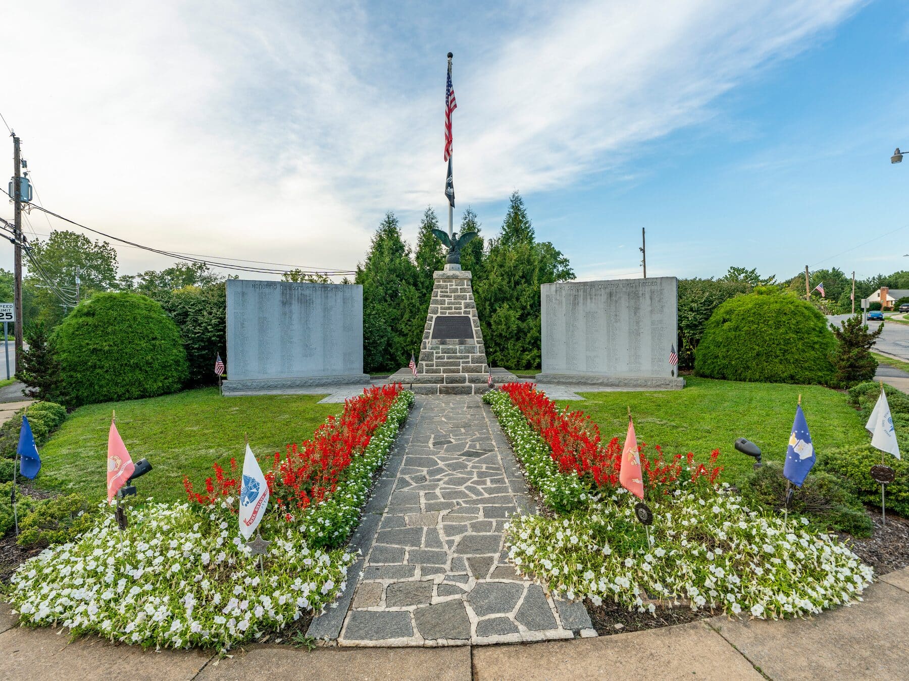 The veterans memorial in Denver, Pennsylvania