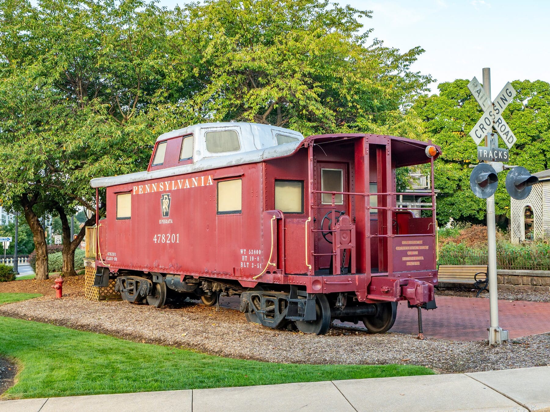 The historic Pennsylvania Railroad caboose at the Ephrata Area Museum, Ephrata, Pennsylvania